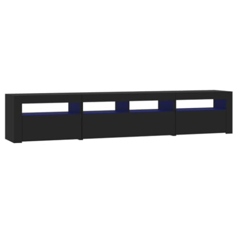 vidaXL TV Schrank mit LED-Leuchten Lowboard TV Möbel Tisch Board Sideboard Fernsehtisch Fernsehschrank HiFi-Schrank Schwarz 210x35x40cm