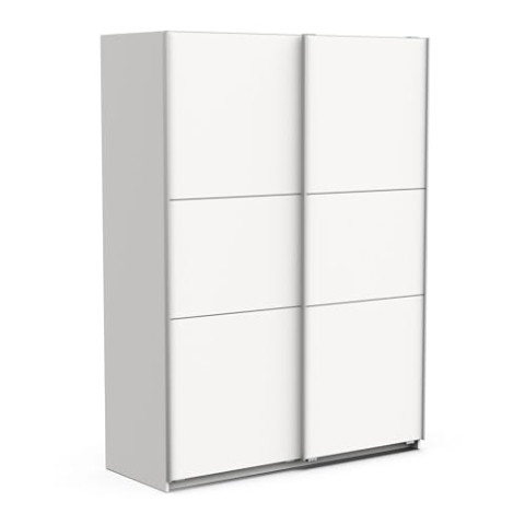 Demeyere 190025 Schiebetür und modernem Kleiderschrank – Farbe Weiß matt und Metall-Finish – 148 x 59,9 x 203 cm, Holzwerkstoff, grau
