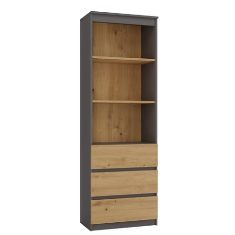 CDF Bücherregal RS-60 Olimp | Farbe: Anthrazit - Eiche Artisan| Für Wohnzimmer, Büro, Arbeitszimmer | Modern | Regal für Bücher und Spielzeug | Ideal für Kinderzimmer, Teenager, Jugendzimmer…