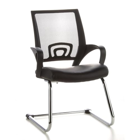 hjh OFFICE 650400 Freischwinger Visto NET V Kunstleder Schwarz Besucherstuhl Schwingstuhl mit Netzrücken