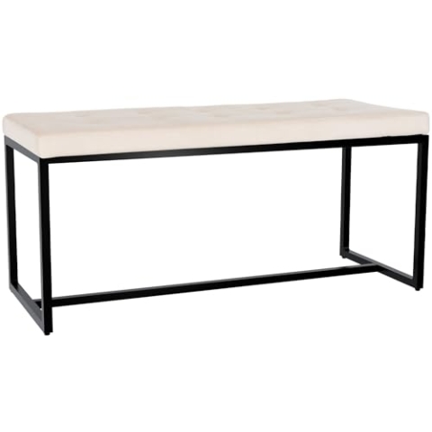 CLP Sitzbank Barci I Moderne Bank | Hochwertige Polsterbank mit schwarz pulverbeschichteten Eisengestell, Farbe:Creme, Material:Samt