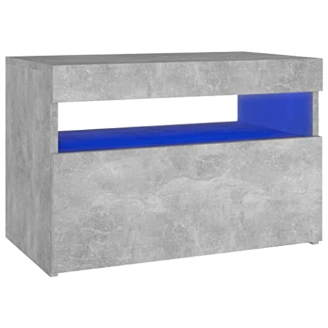vidaXL Nachttisch mit LED-Leuchten Nachtschrank Nachtkonsole Nachtkommode Schlafzimmer Schrank Kommode Beistelltisch Betongrau 60x35x40cm