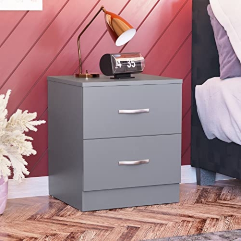 Vida Designs Nachttischkommode, Grau, H 47 x W 40 x D 36 cm Aprox