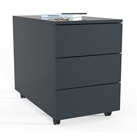 VCM Rollcontainer | Beistellcontainer mit Schubladen |Maße ca. H. 55 x B. 39 x T. 45/70 cm | Bürocontainer - Dalosa 3 Schubladen 70, Anthrazit