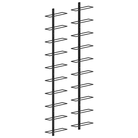 vidaXL 2X Wand Weinregal für 20 Flaschen Flaschenregal Flaschenhalter Wandregal Hängeregal Flaschenständer Weinflaschenregal Schwarz Metall