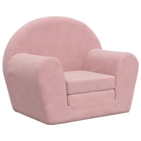 vidaXL Schlafsofa für Kinder, 2-in-1 Kindersofa mit Schlaffunktion, Kindersessel Sofa Abnehmbarer Bezug, Kindercouch Couch Kindermöbel, Rosa Weich Plüsch