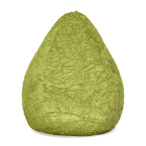 Lumaland Fluffy Sitzsack | Kinderzimmer Sitzkissen 60 x 45 cm | Waschbarer Bezug aus Webplüsch | Flauschiger & weicher Kinder Bodenkissen | Passend für Mädchen & Jungen | 120L Volumen [Grün]