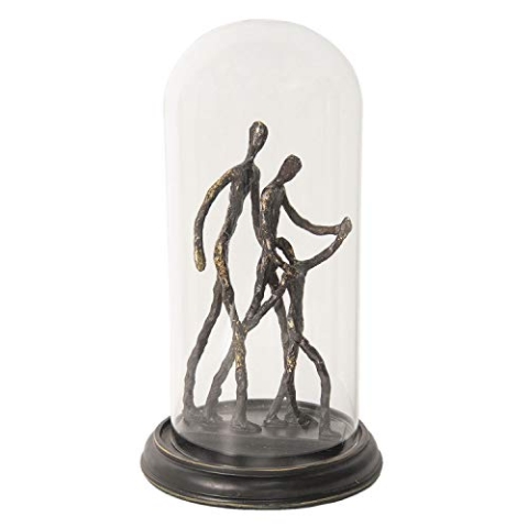 Clayre & Eef Glasglocke mit Dekoration Ø 16 * 28 cm Transparent Polyresin/Glas 6GL2468