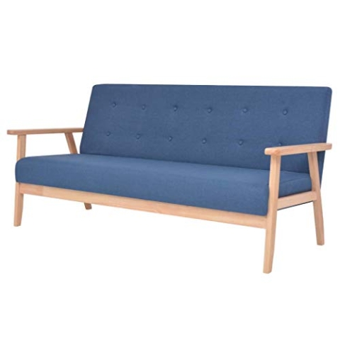 vidaXL 3-Sitzer-Sofa, Stoff, Blau