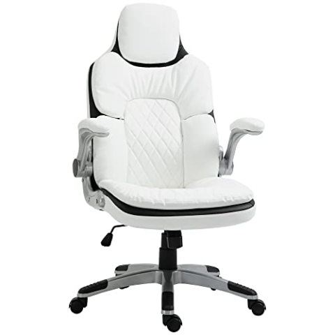 Vinsetto Ergonomischer Bürostuhl mit klappbare Armlehnen, Höhenverstellbarer Schreibtischstuhl mit Wippfunktion, dick gepolsterter Stuhl mit verstellbare gepolsterte Armlehne 69 x 67 x 113-121 cm