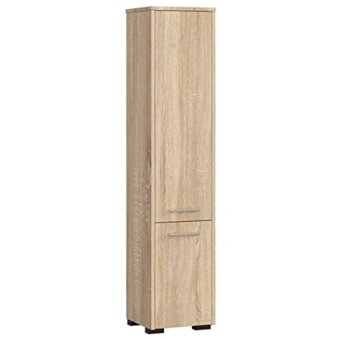 AKORD Badezimmer-Hochschrank schränke | Badezimmer kommode | FIN 2D, 2 Türen (je Oben und unten) | B30 x H140 x T30 cm | Gewicht 25 kg | auch als Hängeschrank für Wandmontage geeignet