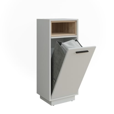 Vicco Wäscheschrank Beatrice, Weiß/Sonoma, 38 x 93 cm mit herausnehmbarer Innentasche