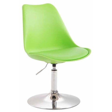 CLP Esszimmerstuhl Maverick Kunststoff I höhenverstellbarer Lehnstuhl I Drehstuhl mit Trompetenfuß I Sitzhöhe von ca. 43-48 cm, Farbe:grün, Gestell Farbe:Chrom