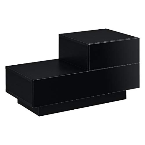 [en.casa] Nachttisch mit 2 Schubladen Nachtschrank 38x70x35cm Kommode Beistelltisch Schubladentisch Schwarz Hochglanz