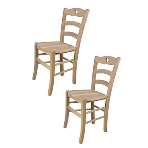 t m c s Tommychairs - 2er Set Stühle Cuore für Küche und Esszimmer, robuste Struktur aus poliertem Buchenholz, unbehandelt und 100% natürlich, Sitzfläche aus poliertem Holz