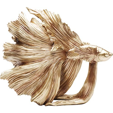 Kare Design Deko Figur Betta Fish, Gold, Deko Objekt, Fisch, Handgefertigt, 27x24x14 cm (H/B/T)