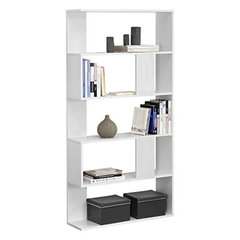 [en.casa] Bücherregal Aneby 159x80x24cm Standregal mit 5 Ablageflächen Regal Weiß