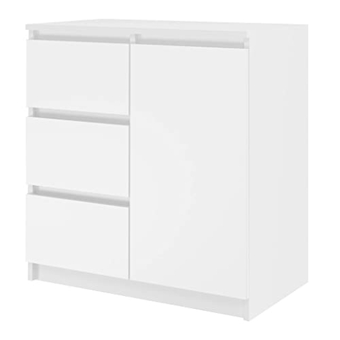 CDF Kommode 1D3S | Farbe: Weiß | Schrank für Dokumente, Kleinigkeiten | Ideal für Wohnzimmer, Schlafzimmer, Kinderzimmer, Jugendzimmer und Büro | 3 geräumige Schubladen | Einfache Montage