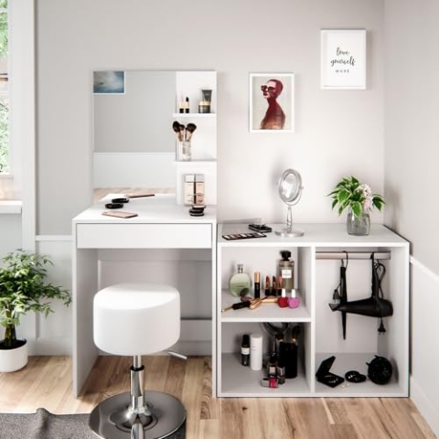 Vicco Anstellschrank Isabelle, Kommodenschrank, Weiß, 80 x 65 cm