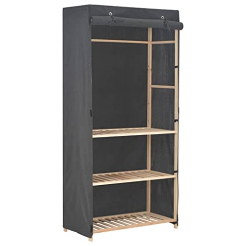 vidaXL Kleiderschrank Stoffschrank Garderobenschrank Garderobe Schrank Schlafzimmerschrank Wohnzimmer Schlafzimmer Grau 79x40x170 cm Stoff 3 Stufig