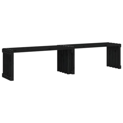 vidaXL Gartenbank, Sitzbank Parkbank Ausziehbar, Bank Holzbank für Garten Terrasse, Außenbank Gartenmöbel, Schwarz 212,5x40,5x45cm Massivholz Kiefer