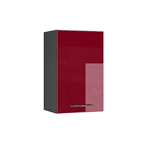 Vicco Hängeschrank Fame-Line, hängender Küchenschrank, Bordeaux Hochglanz/Anthrazit, 45 cm