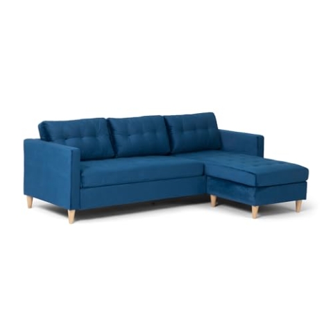 ebuy24 Marino Sofa BA1, Chaiselongue rechts oder Links gewendet (Velour blau)