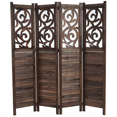 Mendler Paravent Istanbul, Raumteiler Trennwand Sichtschutz, Ornamente - 170x160cm, braun