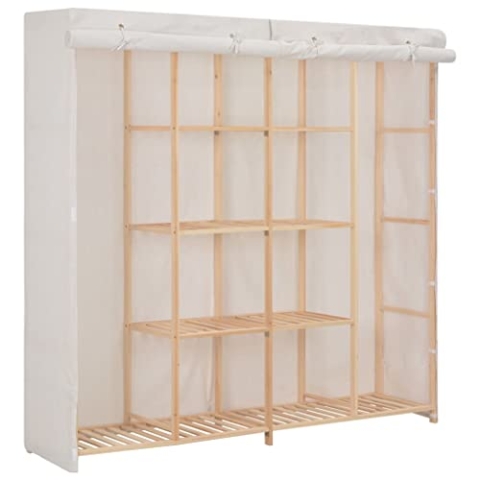vidaXL Kleiderschrank Stoffschrank Garderobenschrank Garderobe Schrank Schlafzimmerschrank Wohnzimmer Schlafzimmer Weiß 173x40x170 cm Stoff