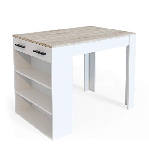 Vicco Esszimmertisch Repose, Bartresen für Esszimmer, Sonoma/Weiß, 67 x 100 cm