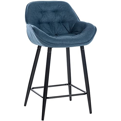 CLP Barhocker Gibson I Gepolsterter Tresenstuhl Mit Fußstütze, Farbe:blau, Material:Stoff