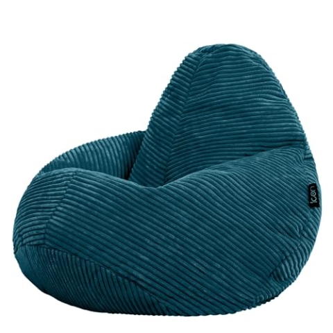 Icon Dalton Sitzsack Kinder, Blaugrün, Flauschiger Cord Stoff, Sitzsack Cord mit Füllung, Bequemer Kinder Gaming Sessel, Kuschelsessel, Lese Sessel, Schlafzimmer, Kinderzimmer, Spielzimmer