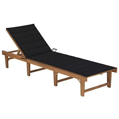 vidaXL Akazienholz Massiv Sonnenliege Klappbar mit Auflage Gartenliege Holzliege Klappliege Liegestuhl Relaxliege Strandliege Liege Gartenmöbel