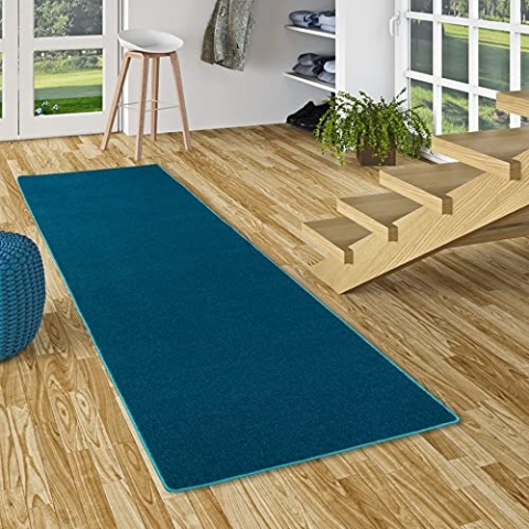 Hochflor Velours Läufer Teppich Luna Petrol in 9 Größen