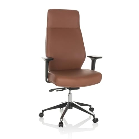 hjh OFFICE Profi Chefsessel VITORO ECO Kunstleder Drehstuhl mit hoher Rückenlehne ergonomisch, Braun, 729454