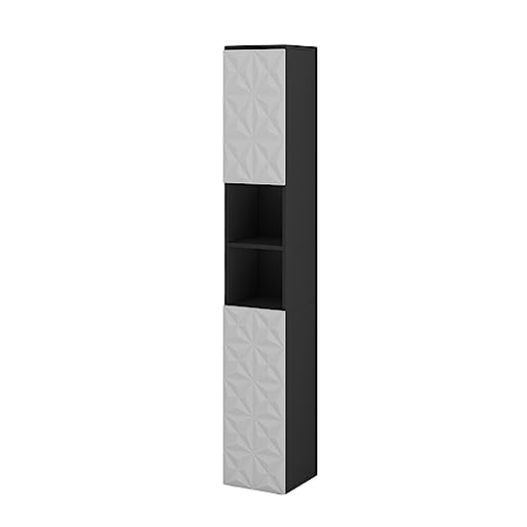 Vicco Badschrank Edge, Schwarz/Weiß, 30 x 189.5 cm mit 2 Türen und 3 Fächer