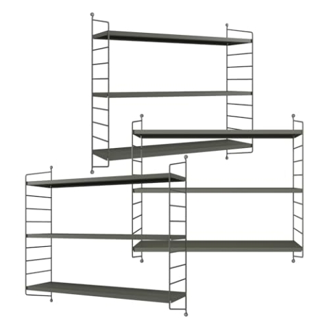 [en.casa] Modulares Wandregal Strängnäs 3er Set Metallregal Anthrazitgrau Hängeregal mit 3 Regalböden Badregal Küchenwandregal Wandablage Wohnzimmer