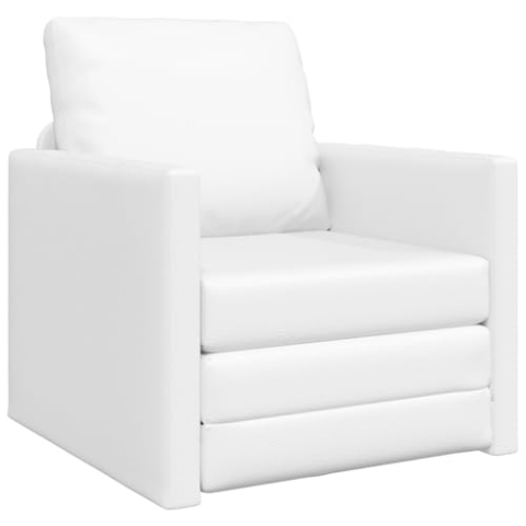 vidaXL Boden-Sofa-Bett 2-in-1 Weiß 74X77X81 cm Kunstleder zeitgenössischer Sessel für Wohnzimmer Indoor-Sitzgelegenheit Sessel Möbel stylisch kompakt