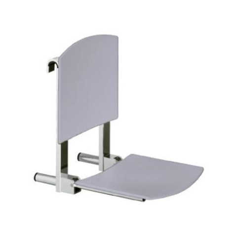 Keuco 34981010051 Klappsitz Plan Care mit R-Lehne zum Einhängen, verchromt/weiß