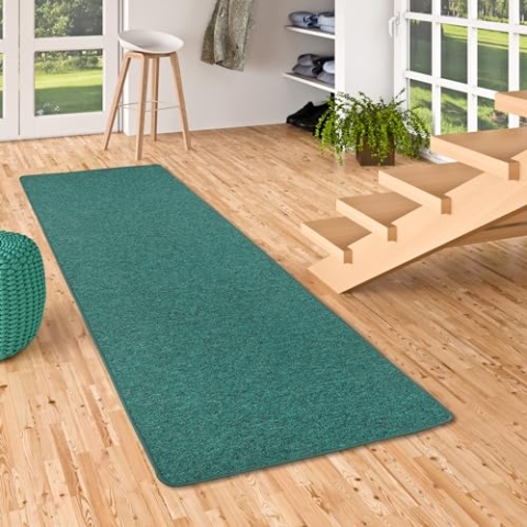 Snapstyle Feinschlingen Läufer Velour Teppich Strong Petrol in 9 Größen