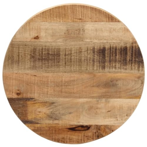 vidaXL Tischplatte, Holzplatte für Tisch Esstisch Couchtisch, Ersatztischplatte Rund, Massivholzplatte, Ø 50x3,8cm Raues Massives Mangoholz