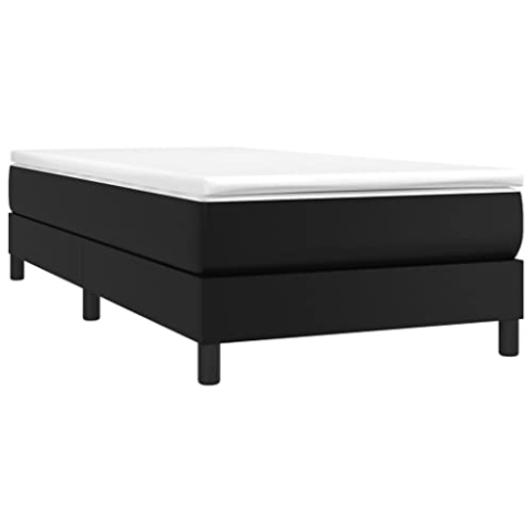 vidaXL Bettgestell, Polsterbett Bett für Schlafzimmer, Bettrahmen mit Lattenrost, Kunstlederbett Einzelbett, Schwarz 90x200cm Kunstleder