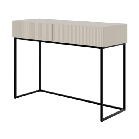 Selsey Schminktisch Makeup Tisch Frisiertisch Kosmetiktisch 110 cm Mit 2 Schubladen Veldio Graubeige Schwarze Beine