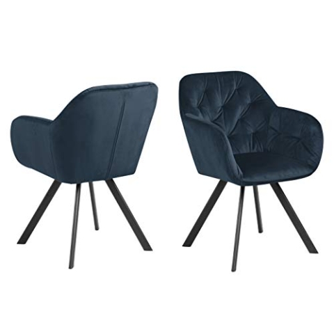 AC Design Furniture Design Kerstin Stuhl, marineblau, Samt, B: 57,5 x H: 81,5 x T: 61,5 cm, 1 Stück