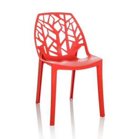 hjh OFFICE Schalenstuhl Gartenstuhl ARTIFO TRI Kunststoff Esszimmerstuhl Indoor und Outdoor, stapelbar, 729448 Rot