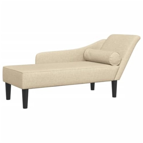 vidaXL Chaiselongue, Indoor Lounge Sofa mit Kissen, Gepolsterte Recamiere für Wohnzimmer Schlafzimmer Büro, Relaxliege Couch, Creme Stoff