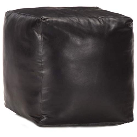 vidaXL Pouf Sitzpouf Sitzhocker Sitzpuff Puff Fußbank Fußhocker Hocker Würfel Sitzwürfel Ottoman Sitzkissen Schwarz 40x40x40cm Echtes Ziegenleder