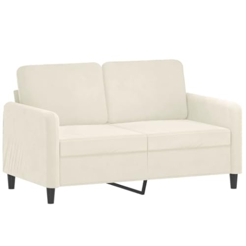 vidaXL Sofa 2-Sitzer, Loungesofa Couch mit Armlehnen Rückenkissen, Wohnzimmersofa Designsofa mit Metallgestell, Sitzmöbel Zweisitzer, Creme Samt