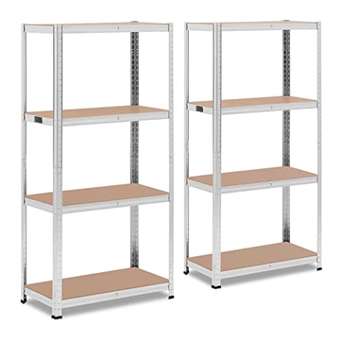 MSW MSW-STSH-26 Schwerlastregal 80 x 40 x 160 cm für 4 x 80 kg Grau 2 STK. Metallregal Kellerregal