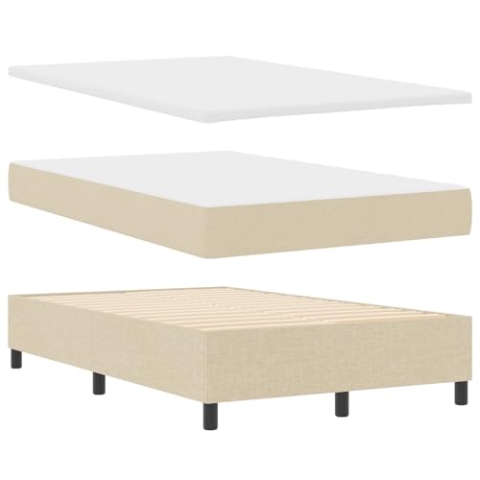 vidaXL Boxspringbett mit Matratze & Bank Beige 120x200 cm Stoff
